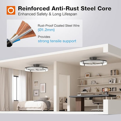 addlon Ceiling Fans with Lights and Remote, 24'' Low Profile Ceiling Fans, 3000-6000K Dimmable Modern Flush Mount LED Fan Light, Fandelier Ceiling Fan for Bedroom, Kitchen, Living Room