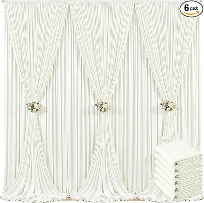 30ft x 10ft Ivory Backdrop Curtain for Wedding Ivory Wrinkle Free Backdrop Drapes Panels for Parties Baby Shower Bridal Shower Birthday Photo Photography Polyester Fabric Background Decoration