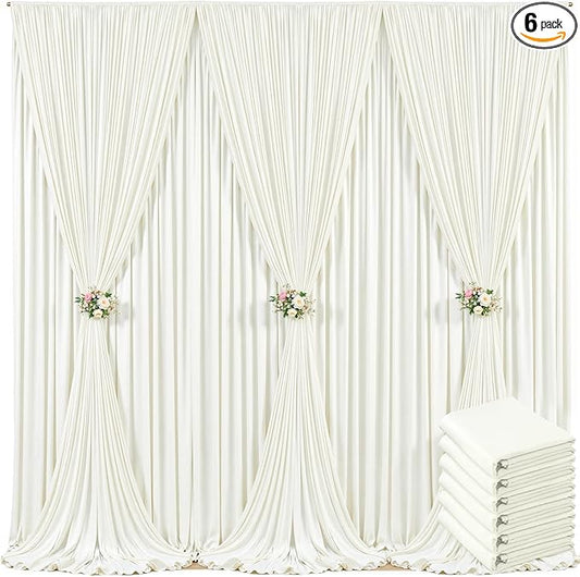 30ft x 10ft Ivory Backdrop Curtain for Wedding Ivory Wrinkle Free Backdrop Drapes Panels for Parties Baby Shower Bridal Shower Birthday Photo Photography Polyester Fabric Background Decoration