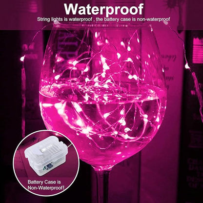AIKEI 6 Pack LED Fairy Lights Battery Operated, Mini String Lights Waterproof 7ft 20 Led Firefly Starry Lights for Wedding Party Bedroom Valentine's Day Birthday Christmas Decoration, Pink
