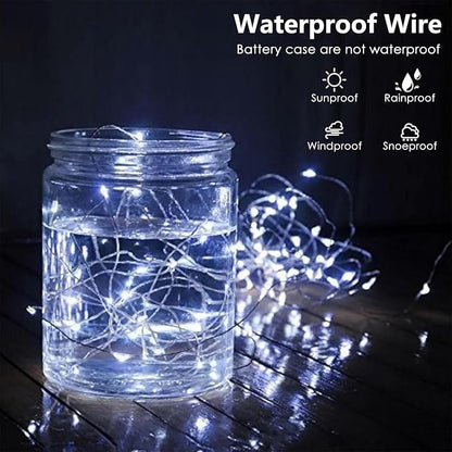4-Pack Fairy Lights Battery Operated with Timer, Waterproof 16FT 50 LED String Lights Indoor Outdoor, Cuttable Starry Fairy Lights for Christmas Home Bedroom Wedding DIY Centerpiece Decor (Cool White)