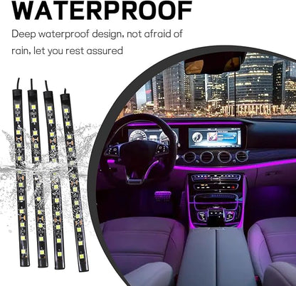 Car LED Strip Light, 12V 48 LED Interior Atmosphere Lights Under Dash Ambient Night Light, Auto Interior Decorative Lamp with Cigarette Adapter Plug (Pink Purple, Cigarette Lighter)