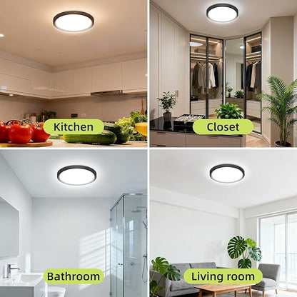 hepside LED Flush Mount Ceiling Light, 13Inch 24W LED Ceiling Lights Fixture,5 Color Temperatures in One,Ultra-Thin Flush Mount Light Fixture for Closet Bathroom Hallway Bedroom Laundry (2PACK)