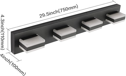 SOLFART Black Bathroom Light Fixtures 4 Lights Bathroom Vanity Light LED Dimmable Matt Black Vanity Lights 32W Cool White 6000K & 0%-100% Brightness Dimmable