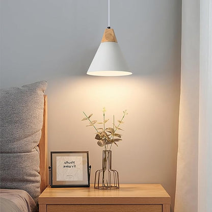 White Pendant Light, 2 Packs 9.4inch Farmhouse Pendant Light, Kitchen Pendant Lights, Pendant Lights Kitchen Island for Living Room, Bar, Bedroom, Office