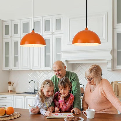 Orange Kitchen Pendant Lights,11.8inches 2 Packs Pendant Light, Farmhouse Pendant Light, Pendant Lights Kitchen Island for Living Room, Bedroom, Dinning Room