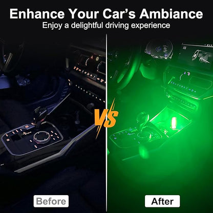 2 PCS Car USB Night Light Bulb, Touch Dimmable Car Interior Ambient Lights, Portable Mini USB Retro Glass Bottle Lamp Decorations for Vehicle, Bedroom, Hallway, Camping (Green)