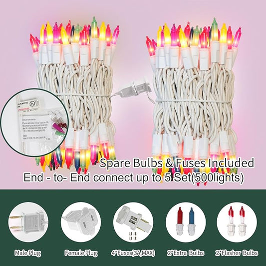 LAMPHOME Easter String Lights,Super-Bright Extendable 100 Count 19.6FT White Wire Mini Pastel Fairy Lights, 120V UL Certified for Garden Patio Holiday Party Outdoor Indoor Decoration, Multicolor