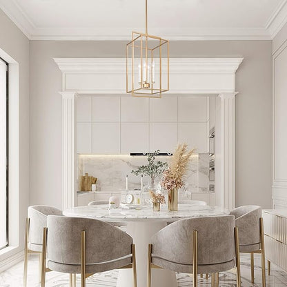 KSANA Antique Gold Chandelier, 4-Light Modern Linear Chandeliers, Pendant Hanging Light Fixtures for Dining Rooms, Foyer, Living Room, Bedroom and Kitchen Island