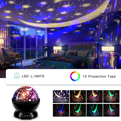 Kids Night Light Projector for Boys, Cars Nightlight and Star Projector Lamp, 360° Rotating Ceiling Light, Car Truck Night Light for Bedroom, Kids Sensory Toys Birthday Gifts for Boys Age 3-7