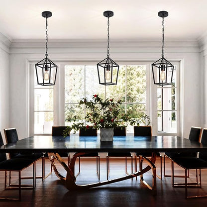 Black Pendant Lights Over Island Farmhouse Kitchen Hanging Light Fixtures Modern Glass Hallway Pendant Light Industrial Metal cage Adjustable Mini Chandeliers for Dining Room Bathroom Foyer