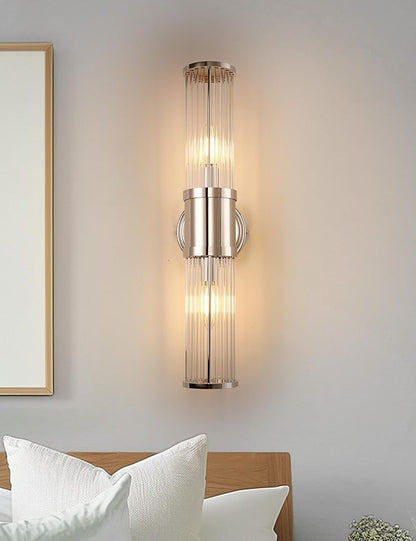 DORESshop Silver Wall Sconce, 19.6” Sconces Lighting, 2-Light Modern Light Fixtures, Bathroom Vanity Light for Living Room, Bedroom, Sconces Wall Decor, 1pack