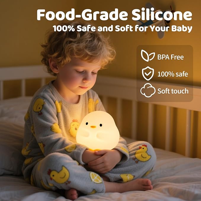 Rytinazzz Duck Night Light, Color Changing Mode & 50-Hour Battery, Squishy Silicone Lamp for Kids Room, USB Rechargeable with Timer, Mothers Day Gifts