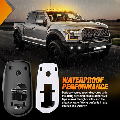 Nilight LED Cab Marker Lights Roof Running Light 5 PCS 9 LED Smoke Lens Amber Cab Clearance Light Compatible with 2017 2018 2019 2020 2021 Ford F250 F350 F450 F550 Super Duty Pickup Trucks