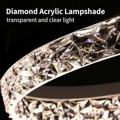 Modern LED Chandelier 1 Ring 19.7in Pendant Lighting for Kitchen Island 50W Dimmable LED Pendant Ceiling Light Black Hanging Light Fixtures with Remote for Kitchen Dining Room Bedroom Living Room