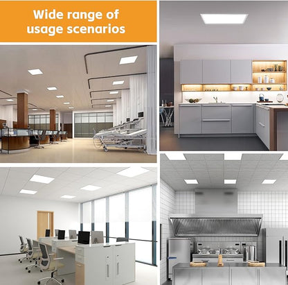OKQ 2x4 LED Flat Panel Light Drop Ceiling Office Fixture, 5 CCT 3000K-6500K Adjustable & 5 Wattage Selectable,0-10V Dimmable, 2X4 LED Flush Mount Ceiling Light, ETL Listed 2Pack
