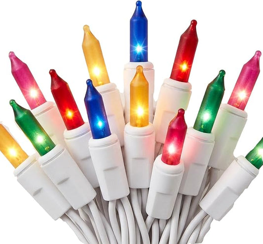 christmas string lights multicolor with white wire, indoor outdoor christmas lights for patio, indoor christmas tree lights, holiday decorative string lights, connectable for wedding party