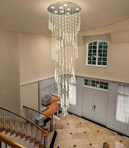 D24'' x H78'' Modern Crystal Chandelier High Ceiling Chandeliers for Entryway Glam Chandelier Large Raindrop Chandeliers LED Dimmable Light Fixtures for Staircaes Foyer Hallway Living Room