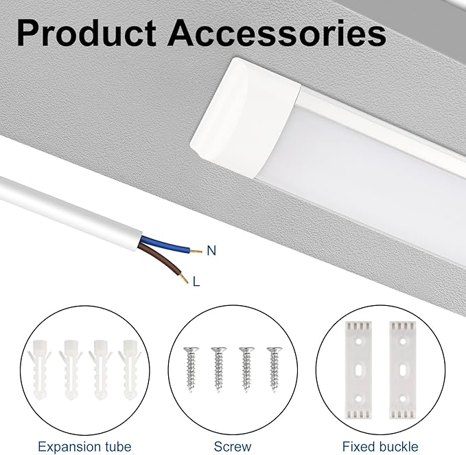 8 Packs 2FT LED Batten, Ultra-Thin Ceiling Surface Mounted Fixture, 20W, Day Light 4000K, IP20, for Garage, Shop, Hallway, Office, Market, Ver.2
