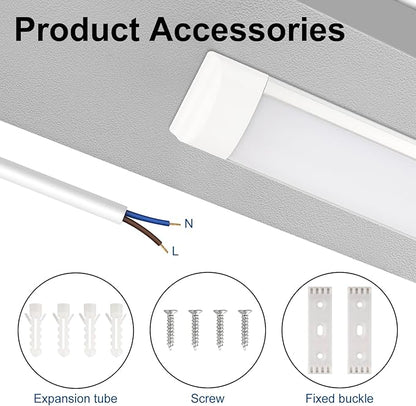8 Packs 2FT LED Batten, Ultra-Thin Ceiling Surface Mounted Fixture, 20W, Day Light 4000K, IP20, for Garage, Shop, Hallway, Office, Market, Ver.2