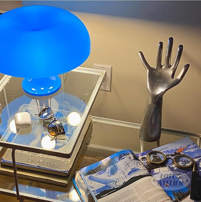 Lotus Atelier Blue Mushroom Lamp for Room Aesthetic Modern Lighting for Bedroom | Cool Retro Living Room Decor | Table Lamp Mushroom Light Home Decor