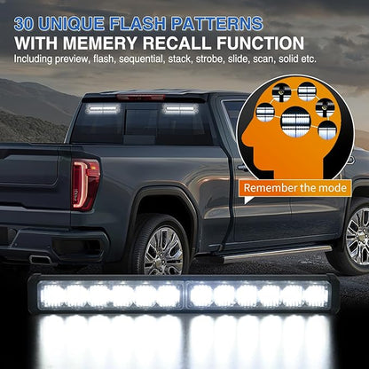 Nilight 24LED Emergency Strobe Traffic Advisor Light Bar 2 in 1 White Dash Warning Safety Flashing Lights Front/Rear Windshield Construction Lights for Trucks Cars Plow Police Firefighter Vehicles