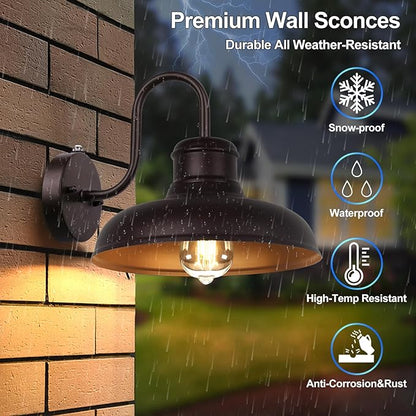 TOBUSA 2-Pack Dusk to Dawn Outdoor Wall Lights, Waterproof Farmhouse Gooseneck Barn Lights, 11.5'' Oil-Rubbed Brown Outside Wall Sconces for House, Porch, Garage