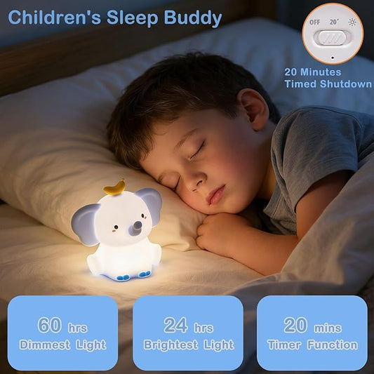 Elephant Lamp, Elephant Cute Night Light Gifts, Rechargeable Bedside Nightlight, Dimmable Squishy Silicone Animal Touch Lamp, Baby Room Decor, Small Night Light for Kids Teens Boys Girls Lovers