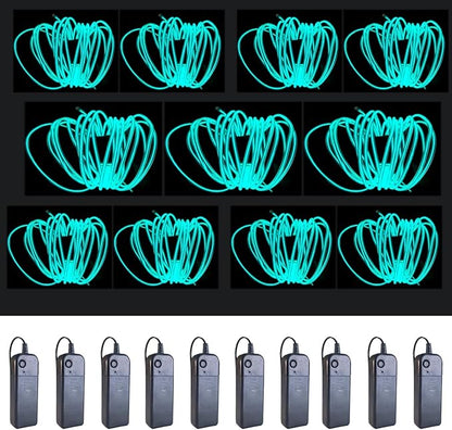 MaxLax EL Wire Ice Blue 10-Pack, 16.4ft/5m Neon Light Wire with Noise Reduction and Battery Pack…