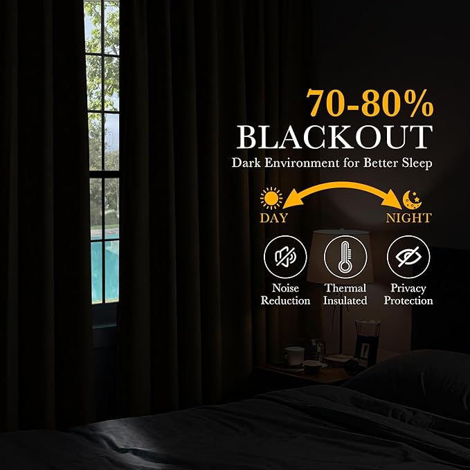 PONY DANCE Rod Pocket and Back Tab Blackout Curtains for Bedroom - Thermal Insulated Room Darkening Drapes for Living Room, 42x63 inch, 2 Window Curtain Panels, Cream