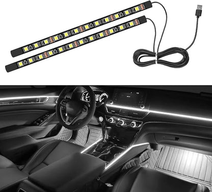 Interior Car Light,Car LED Ambient Lighting Strip Light Neon Interior Atmosphere Lights, 12V USB Port Auto Interior Under Dash Floor Ambient Night Light Decorative Lamp (USB+White)