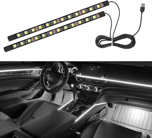 Interior Car Light,Car LED Ambient Lighting Strip Light Neon Interior Atmosphere Lights, 12V USB Port Auto Interior Under Dash Floor Ambient Night Light Decorative Lamp (USB+White)