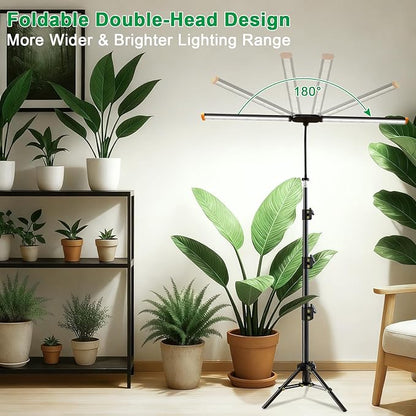 YEOLEH Floor Lamp Grow Light for Large Tall Plants Indoor, 6000K White Full Spectrum Plant Growing Light with Red Blue LED, Foldable Light Strip, Dimmable & Timer Function, Height 17-62‘’ (100, Watts)
