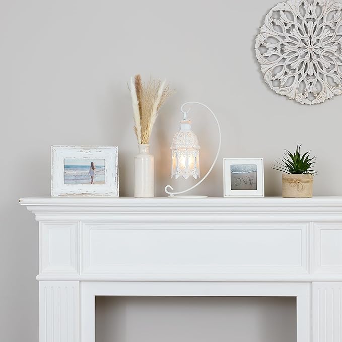 Gifts & Decor White Fancy Antique Lattice Candle Lantern with Stand