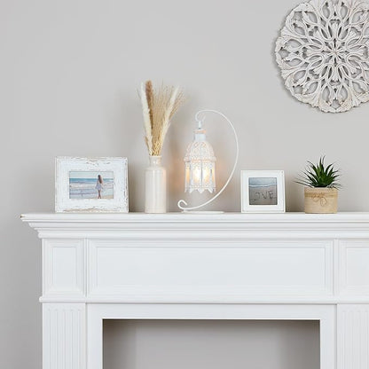 Gifts & Decor White Fancy Antique Lattice Candle Lantern with Stand