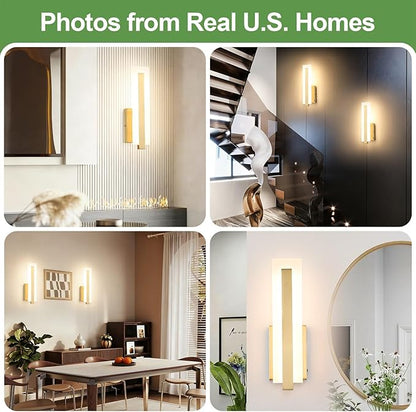 Tipace Hardwired Gold Dimmable Modern LED Wall Sconce 2 Packs 3000K 3500K 4000K 5000K 6000K Indoor Wall Lights Up and Down Wall Mount Light for Living Room Bedroom Hallway Corridor(5CCT)