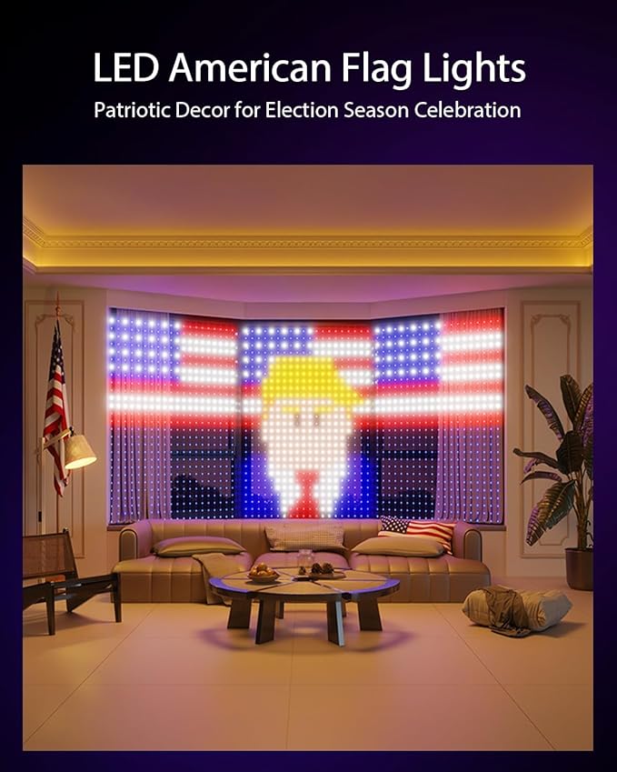 Lumary WiFi Smart Curtain Lights, World Cup Decor Curtain Lights with APP & Remote Control, DIY Color Changing, Pattern GIF Display for Outdoor Indoor, 6.9 x 5FT, 540 RGB LED