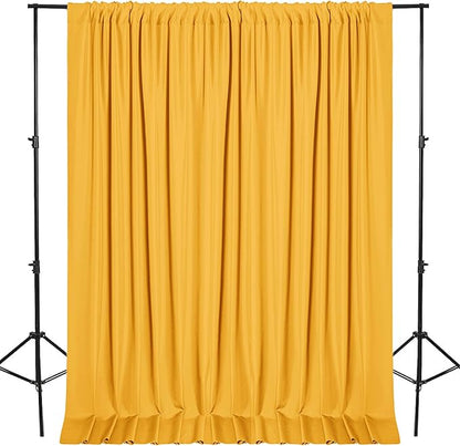 DWCN 10x7 FT Backdrop Curtains for Parties, Photography Backdrop Drapes with Rod Pockets for Wedding Decorations Stage Birthday Family Gatherings, 2 Panels 5ft x 7ft, Orange Yellow