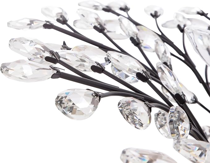 Maxax Vintage Crystal Branch Chandeliers, 12-Light Adjustable K9 Crystal Pendant Hanging Lighting Ceiling Light Fixtures Chandeliers for Dining Room, Living Room, Bedroom, Porch, 33in, Black