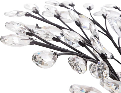 Maxax Vintage Crystal Branch Chandeliers, 12-Light Adjustable K9 Crystal Pendant Hanging Lighting Ceiling Light Fixtures Chandeliers for Dining Room, Living Room, Bedroom, Porch, 33in, Black