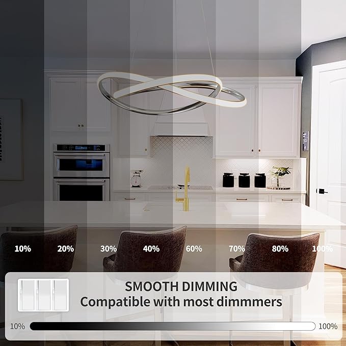 Modern Chandelier Dimmable Pendant Light Fixture,5CCT/2700K/3000K/3500K/4000K/5000K ,Adjustable Modern LED Chandeliers for Dining Room Kitchen Entryway Living Room Bedroom (Silver-5CCT, 20 Inches)