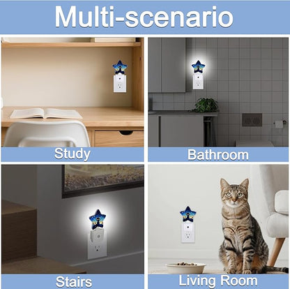 Cat Black Cute Nightlight,Dark Starry Night Star Night Lights Plug into Wall Decorations for Bedroom Bathroom,Dusk to Dawn Sensor Kitchen Hallway Stairs Energy Efficient Desk Lamp