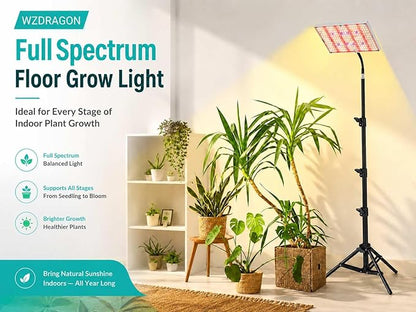 Upgrade LED Grow Lights with Stand, Full Spectrum Dimmable Grow Light with Remote Control for Greenhouse and Indoor Plant Veg and Flower Growing [Floor Stand]