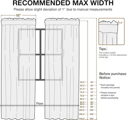 Anmao Non-See-Through Bright White Privacy Semi Sheer Curtains for Living Room 72 Inch Length 2 Panels Set, Light Filtering That Let Light in Rod Pocket Window Drapes for Bedroom, 40Wx72L, Pure White