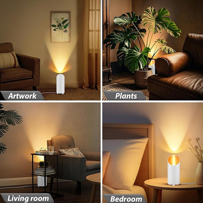 Uplighting Indoor, 7W Floor Can Lights with 2700K LED GU10 Bulbs, IP44 Waterproof Uplights Spotlight for Dark Corner Sofa House Plant Wall Artwork Indoor, 6.5FT Plug Cord & Foot Switch, White
