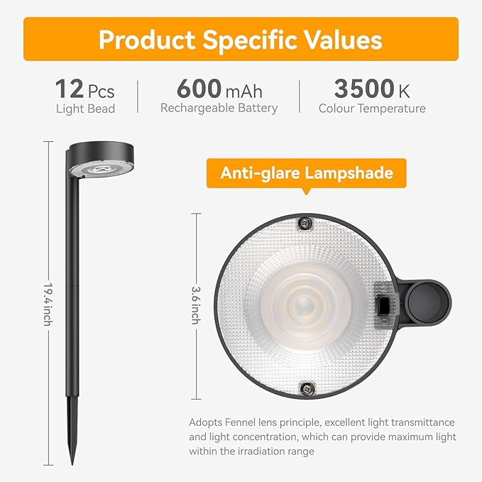 Ahaorigin 12 Pack Solar Pathway Lights Outdoor, 12 Brighter LED Solar Lights Outdoor Waterproof, Up to 12 Hrs Modern Solar Powered Path Light for Yard Garden Walkway Driveway