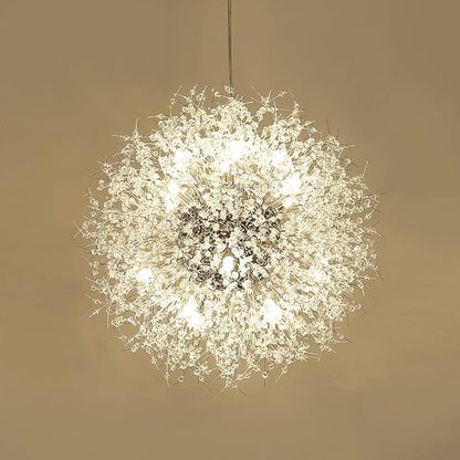Modern Firework Chrome Crystal Chandeliers, Sputnik Dandelion Chandelier Light Fixture Pendant Lighting for Living Room, Dining Room, Restaurant, Bedroom, Kitchen- 16 Lights