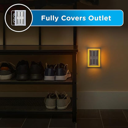 Enbrighten SleepLite LED Night Light Motion Sensor Nightlight Dusk to Dawn Amber Lights Ambient Lighting Room Decor for Bedroom Baby Nursery Bathroom Brushed Nickel
