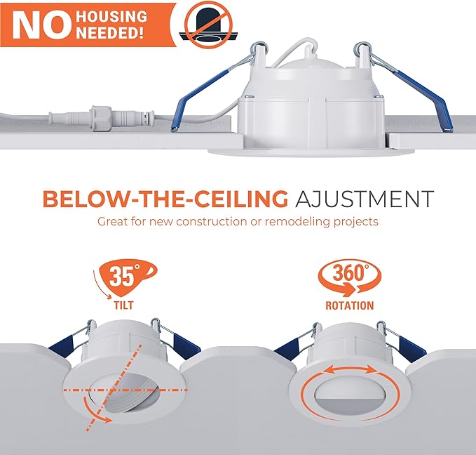 HALO RA 4 in Canless LED Recessed Downlight with Adjustable Gimbal, Selectable Lumens and Selectable Color Temperatures, Dim-to-Warm Technology, Damp Location Rated - RA4LS9FSD2W1EWHDM
