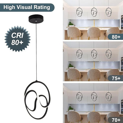 Modern Pendant Lights Fixtures, 4000K LED Black Pendant Light for Kitchen Island, Kitchen Pendant Lighting,Chandeliers for Dining Room Hanging Lights, 1 Pack